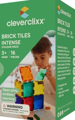 Cleverclixx® Magentbausteine Brick Tiles Pack Intense 16 Teile