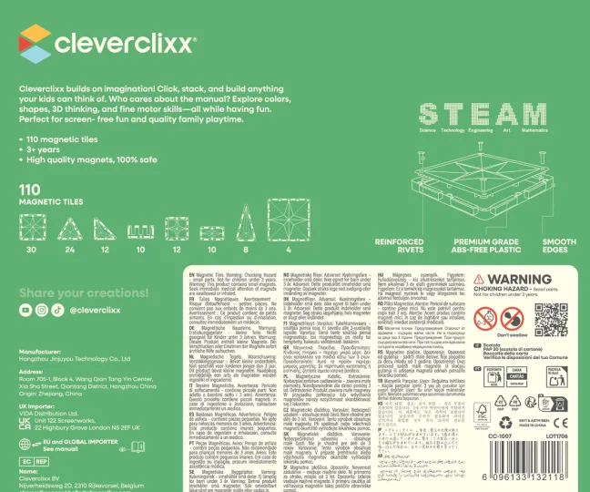 Cleverclixx® Magentbausteine Erfindungs-Bausatz Intense 110 Teile