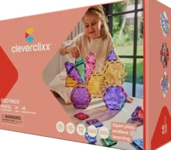 Cleverclixx® Magentbausteine Geometrie-Bausatz Pastell 45 Teile