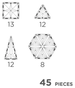 Cleverclixx® Magentbausteine Geometrie-Bausatz Pastell 45 Teile