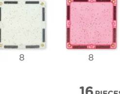 Cleverclixx® Magentbausteine Glitter Tiles Pack transparent/rosa 16 Teile