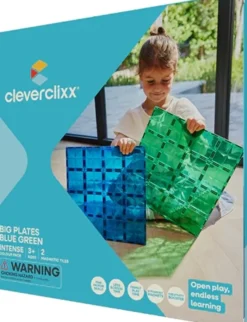 Cleverclixx® Magentbausteine Große Grundplatten blau/grün 2 Teile