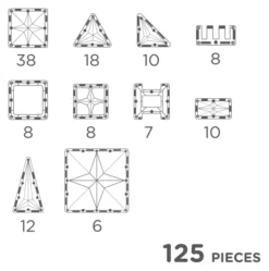 Cleverclixx® Magentbausteine Großer Kreativ-Bausatz Pastell 125 Teile