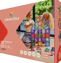 Cleverclixx® Magentbausteine Großer Kreativ-Bausatz Pastell 125 Teile