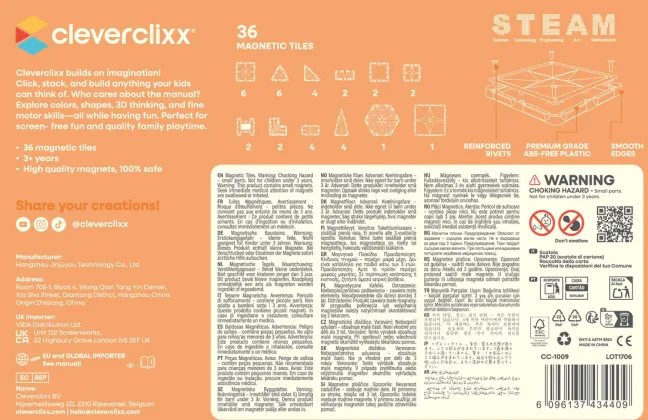 Cleverclixx® Magentbausteine Kompakt-Bausatz Pastell 36 Teile