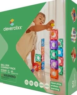 Cleverclixx® Magentbausteine Kugelbahn Kompakt-Bausatz Intense 60 Teile