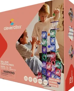 Cleverclixx® Magentbausteine Kugelbahn Kreativ-Bausatz Pastell 70 Teile