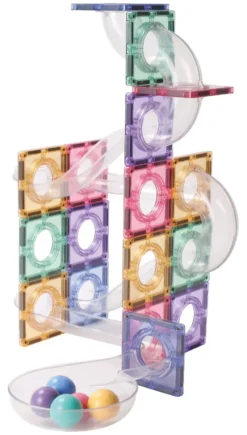 Cleverclixx® Magentbausteine Kugelbahn Kreativ-Bausatz Pastell 70 Teile