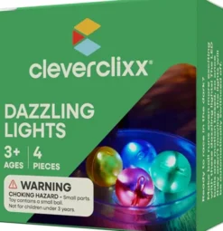 Cleverclixx® Magentbausteine Kugelbahn Lichteffekt-Kugel-Set 4 Teile