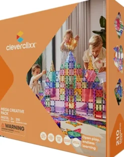Cleverclixx® Magentbausteine Mega-Kreativ-Bausatz Pastell 210 Teile