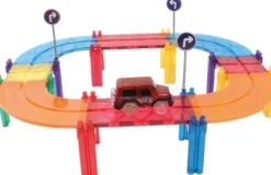 Cleverclixx® Magentbausteine Race Track Autobahn-Bausatz Intense 65 Teile