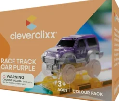 Cleverclixx® Magentbausteine Race Track Car Rennbahnauto lila