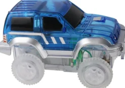 Cleverclixx® Magentbausteine Race Track Car Rennbahnauto blau