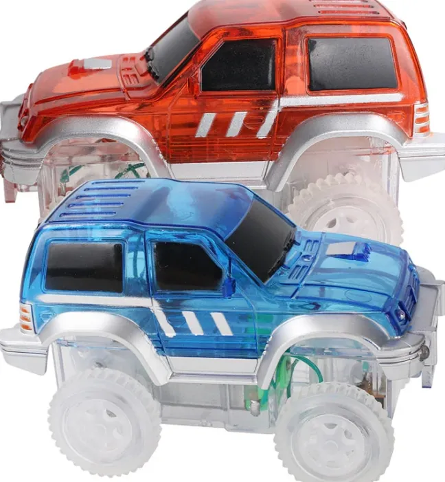Cleverclixx® Magentbausteine Race Track Car Rennbahnauto blau
