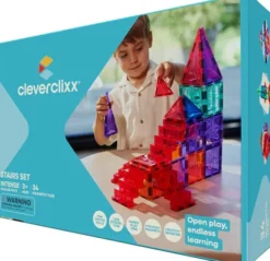 Cleverclixx® Magentbausteine Stairs Set Intense 34 Teile