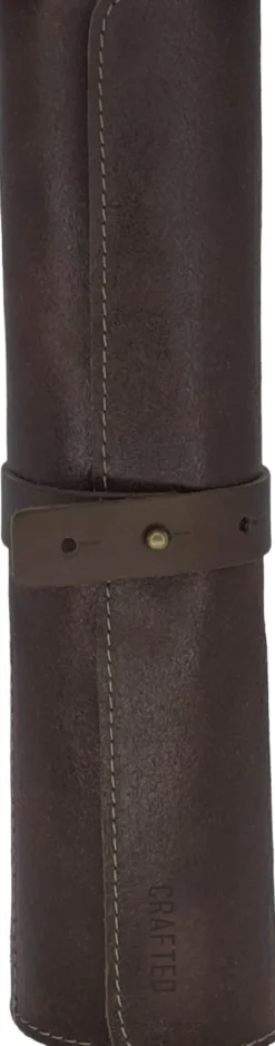 Crafted Messerrolle aus Leder für 4 Steakmesser braun