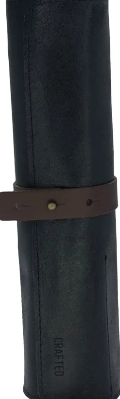 Crafted Messerrolle aus Leder für 4 Steakmesser schwarz