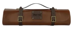 Crafted Messerrolle aus Leder mit 7 Taschen hellbraun