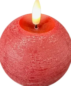 DecoTrend Kugelkerze Echtwachs rot klein