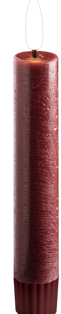 DecoTrend Stabkerze Echtwachs rot klein, LED 2er Set
