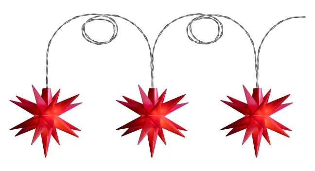 DecoTrend Sterntaler Baby-Sternenkette Ø8cm 3 Sterne Batterie Indoor rot