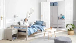 FLEXA Classic Bett 90x200cm grau lasiert
