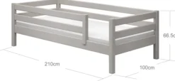 FLEXA Classic Bett 90x200cm mit 3/4 Absturzsicherung grau lasiert