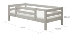 FLEXA Classic Bett 90x200cm mit 1/2 Absturzsicherung grau lasiert