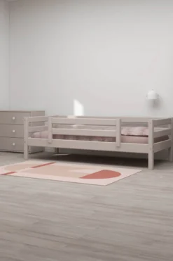 FLEXA Classic Bett 90x200cm mit 1/2 Absturzsicherung grau lasiert