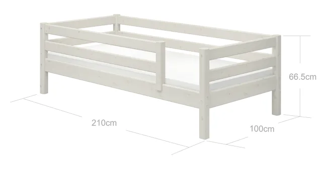 FLEXA Classic Bett 90x200cm mit 3/4 Absturzsicherung weiß lasiert