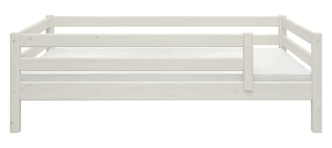 FLEXA Classic Bett 90x200cm mit 3/4 Absturzsicherung weiß lasiert