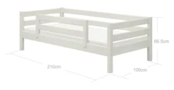 FLEXA Classic Bett 90x200cm mit 1/2 Absturzsicherung weiß lasiert