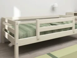 FLEXA Classic Bett 90x200cm mit 1/2 Absturzsicherung weiß lasiert