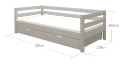 FLEXA Classic Bett 90x200cm mit Ausziehbett grau lasiert