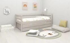 FLEXA Classic Bett 90x200cm mit Ausziehbett und 2 Schubladen grau lasiert