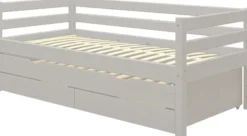 FLEXA Classic Bett 90x200cm mit Ausziehbett und 2 Schubladen grau lasiert