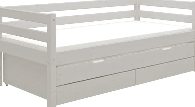 FLEXA Classic Bett 90x200cm mit Ausziehbett und 2 Schubladen grau lasiert