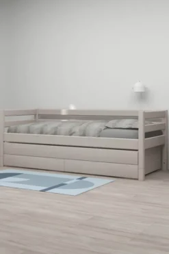 FLEXA Classic Bett 90x200cm mit Ausziehbett und 2 Schubladen grau lasiert