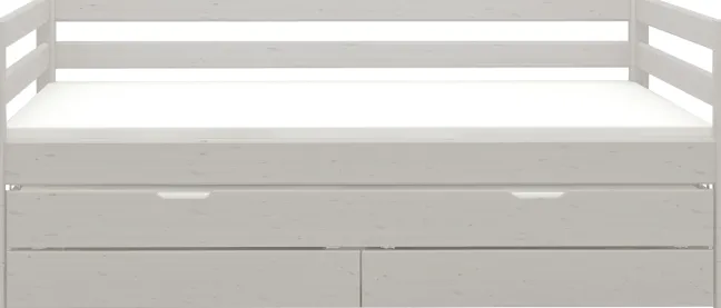 FLEXA Classic Bett 90x200cm mit Ausziehbett und 2 Schubladen grau lasiert