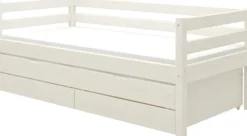 FLEXA Classic Bett 90x200cm mit Ausziehbett und 2 Schubladen weiß lasiert