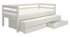 FLEXA Classic Bett 90x200cm mit Ausziehbett und 2 Schubladen weiß lasiert