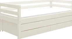 FLEXA Classic Bett 90x200cm mit Ausziehbett und 2 Schubladen weiß lasiert