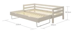 FLEXA Classic Bett 90x200cm mit Ausziehbett weiß lasiert