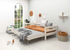 FLEXA Classic Bett 90x200cm mit Ausziehbett weiß lasiert