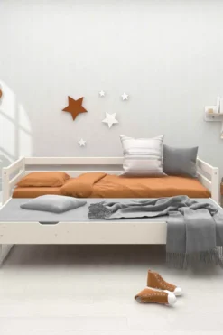 FLEXA Classic Bett 90x200cm mit Ausziehbett weiß lasiert