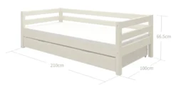 FLEXA Classic Bett 90x200cm mit Ausziehbett weiß lasiert