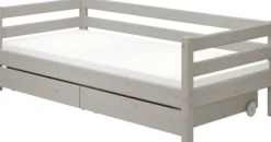 FLEXA Classic Bett 90x200cm mit 2 Schubladen grau lasiert