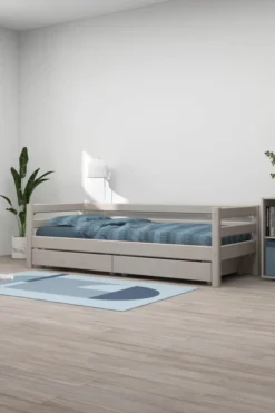 FLEXA Classic Bett 90x200cm mit 2 Schubladen grau lasiert