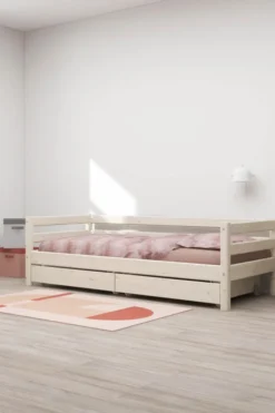 FLEXA Classic Bett 90x200cm mit 2 Schubladen weiß lasiert