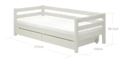 FLEXA Classic Bett 90x200cm mit 2 Schubladen weiß lasiert